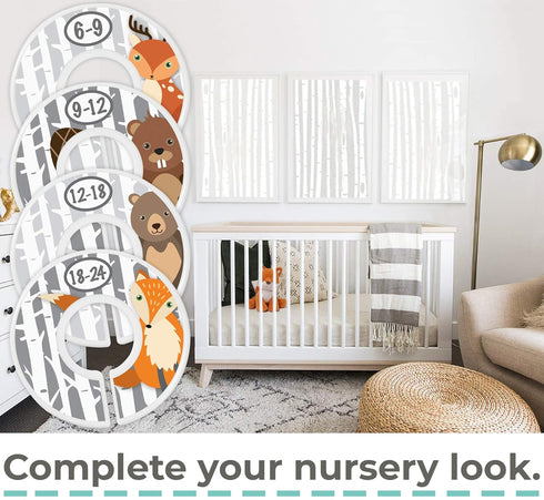 Baby Closet Size Dividers - Woodland Nursery Closet Dividers for Baby Clothes - Fox Deer Bear Hedgehog Beaver Nursery Decor - Baby Closet Dividers...