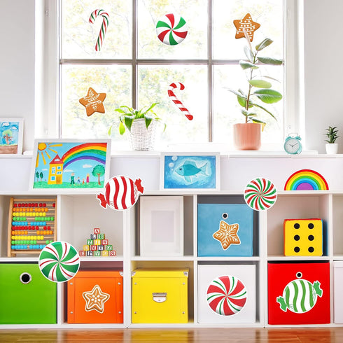 Whaline 76Pcs Merry Christmas Classroom Bulletin Board Decoration Kit Gingerbread Candy Cane Cutouts with Glue Point Red White Stripes Bulletin Bo...