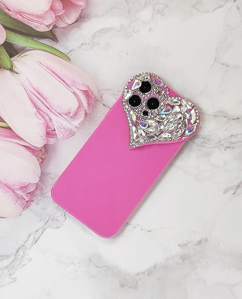 Cute 3D Glitter Case for iPhone 11, Sparkling Aesthetic Heart Gems Bling Case, Pretty shine Colorful Diamond Soft TPU Bumper Case for Women Girl-i...