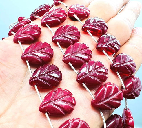 1 Strand Ruby 9 Pcs Beads Size 18X14Mm Leaf Shape Cut Smooth Beads For Jewellery Making, Beading & Craft Supplies Kcrafts-Rk_K35...