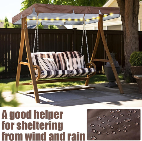 LED Lighted Porch Swing Canopy Replacement Waterproof Swing Top Cover LED Swing Canopy Replacement Canopy Sun Shade Awning Cover Outdoor Patio Swi...