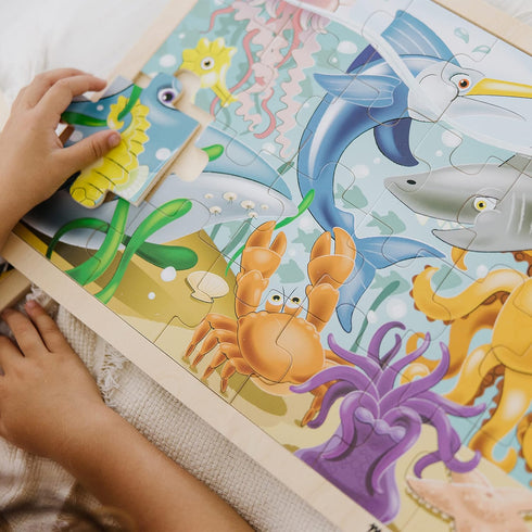 Melissa & Doug Under the Sea Ocean Animals Wooden Jigsaw Puzzle With Storage Tray (24 pcs)...