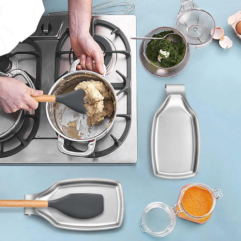 Stainless Steel Spoon Rest for Kitchen Stove Top, Herogo Large Cooking Utensil Spatula Ladle Holder with Square Bottom, Kitchen Accessories for Ki...