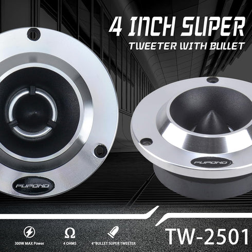 4'' Tweeters, 300watts,4 Ohm Ferrite tweeters for car audio,Titanium Film Aluminium Panel Bullet tweeters speakers,Pair...