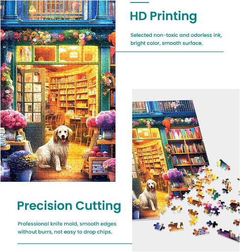 500 Piece Puzzles for Adults, Jigsaw Puzzles 500 Pieces, Puzzles 500 Pieces for Adults, Bookstore Dogs Jigsaw Puzzles, Funny Puzzles, Great Gift f...