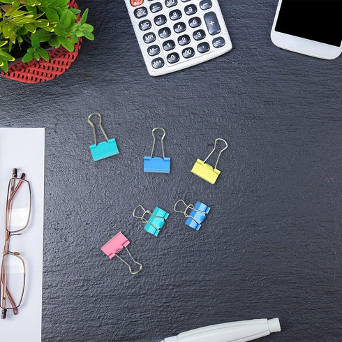 Binder Clips, 48pcs 1.25inch Colorful Tempered Steel Medium Binder Clips Paper Clamps Clips Office Supplies for Office, Home, School...