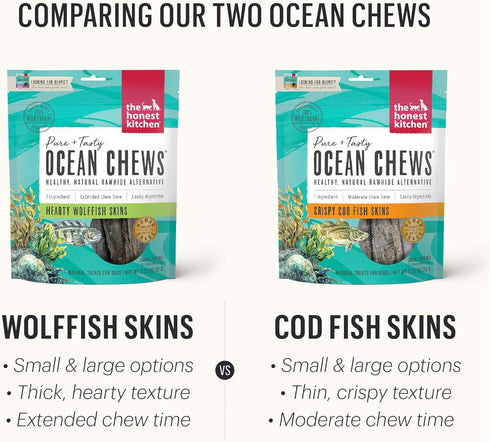 The Honest Kitchen Ocean Chews™ Hearty Wolffish Skins Dog Treats, 3.25 oz (Beams™)...