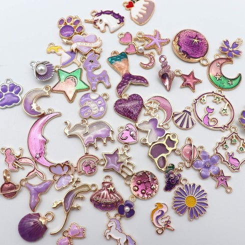 LITMIND 50 Pcs Cute Enamel Charms for Jewelry Making Bulk lot Rhinestone Necklace Pendants Earrings Bracelet Designer for DIY Crafting Charms...
