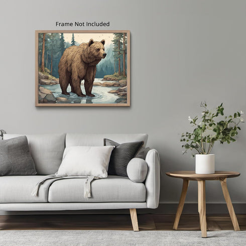 Posterizer 1 pcs- Grizzly bear in beautiful nature print-Landscape & Nature Art-Art for Animal Lovers- Gift for Men Women Entrepreneur Teens-Decor...