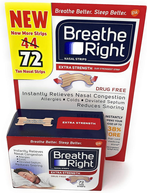 Breathe Right Extra Nasal Strips, 72 Count (Premium Pack)...
