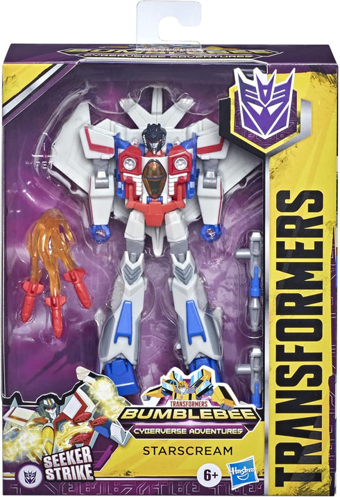 Transformers Bumblebee Cyberverse Adventures Toys Deluxe Class Starscream Action Figure, Seeker Strike Action Attack, 5-inch...