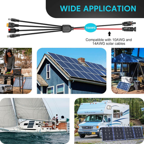 4-in-1 Solar Panel Adapter Connectors to Anderson XT60 DC 5.5x2.1mm DC 7.9x0.9mm Connector Solar Splitter Parallel Adapter Cable for Solar Portabl...