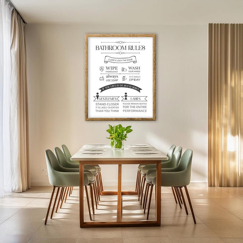 Posterizer 1 pcs-Bathroom rules-Funny minimalist design-Miscellaneous-Workplace & Office Art-Gift for Boss, Manager - Bathroom, restroom Decor- UN...