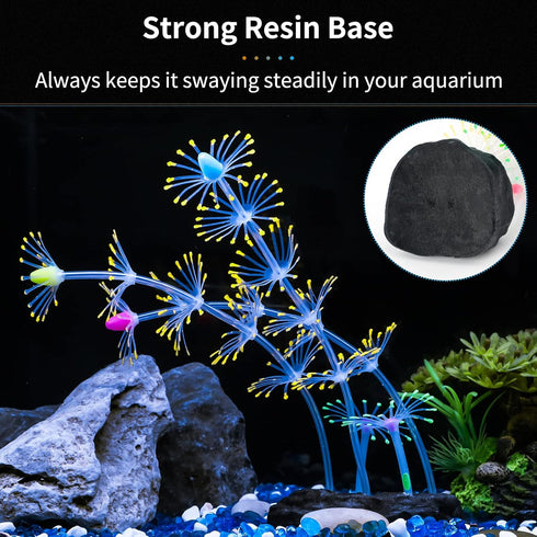 Uniclife Strip Coral Plant Ornament Glowing Effect Silicone Artificial Decoration for Fish Tank, Aquarium Landscape - Orange...