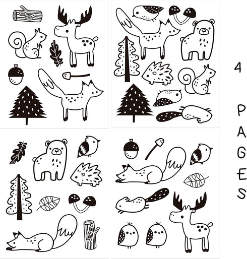 Forest Animal Wall Decals Peel and Stick for Kids, Baby Bedroom Nursery and Living Room. 36 pcs Adhesive Vinyl Wall Stickers Decor (White)...