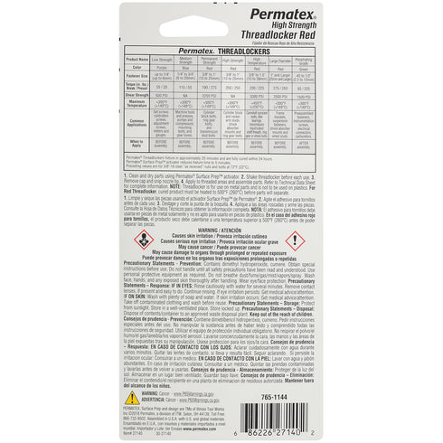 Permatex 27140 High Strength Threadlocker Red, 36 ml...