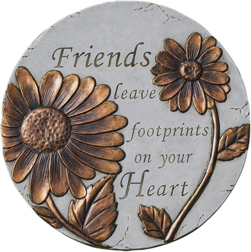 Friends Leave Footprints Bronze Tone 9 x 9 Resin Stone Outdoor Decorative Stone...