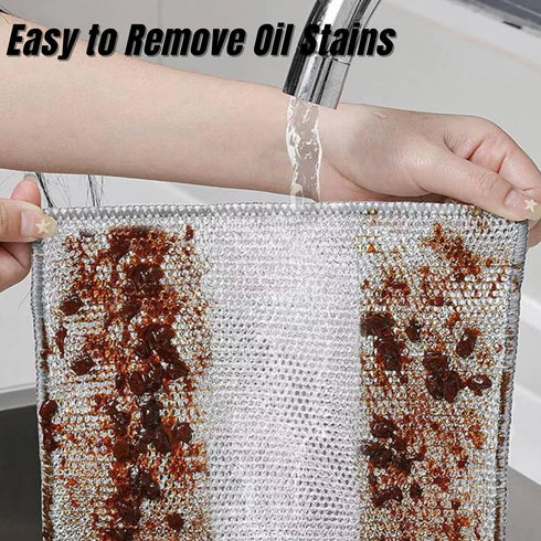 10 pcs Upgrade Steel Wire Dishcloth Double-Layer Multipurpose Wire Miracle Cleaning Cloths Dishwashing Rag for Wet and Dry Non-Scratch Kitchen Mes...