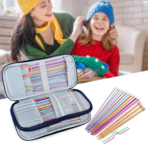 Teamoy Afghan Crochet Hook Case(up to 11" Long), Tunisian Crochet Organizer Bag for Ergonomic Crochet Hooks, Knitting Needles and Accessories, Cat...