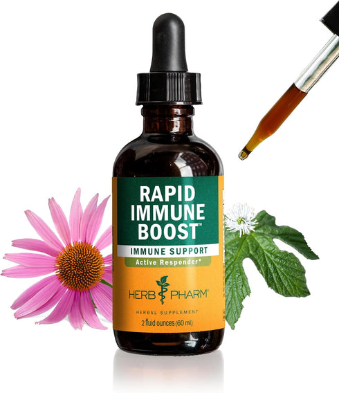 Herb Pharm Organic Rapid Immune Boost: Fast-Absorbing Tincture for Adults, Echinacea Tincture with Goldenseal, Ginger Extract & Elderberry, Immune...