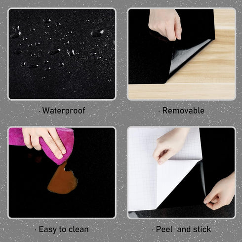 Glossy Black Contact Paper Peel and Stick Shiny Glitters Countertop Contact Paper Self Adhesive Removable Wallpaper for Cabinets 15.75" x 118" Wat...