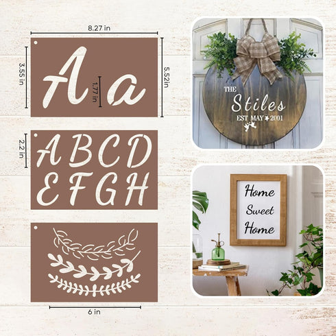 Letter Stencils, 45 Pack, 8.27x5.52 Inch, Reusable Plastic Large Letter Stencils, Big Letter Stencils for Painting on Wood, Wall, Fabric, Rock, Ch...