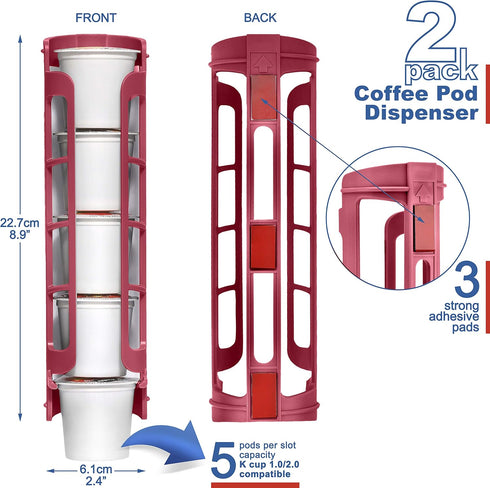 STORAGENIE Coffee Pod Holder for Kerig Kcup, Red Side Mount K Cup Storage, Coffee Pod Organizer, Perfect for Small Counters...