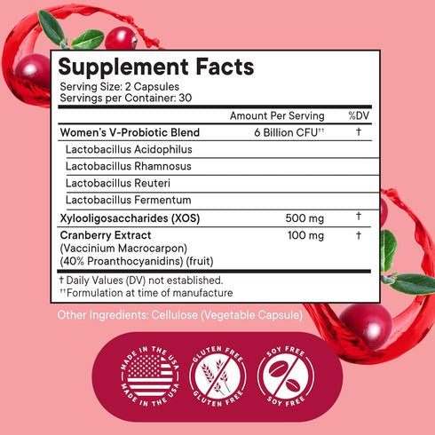 NEW AGE Vaginal Probiotics for Women with Prebiotics, Cranberry Extract, and a Lactobacillus Probiotic Blend, Supports Healthy pH Balance, Odor Co...