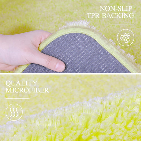 Walensee Bath Rug Non Slip Bathroom Mat (20 x 32, Yellow) Water Absorbent Soft Microfiber Shaggy Bathroom Rug Machine Washable Bath Mat Thick Plus...