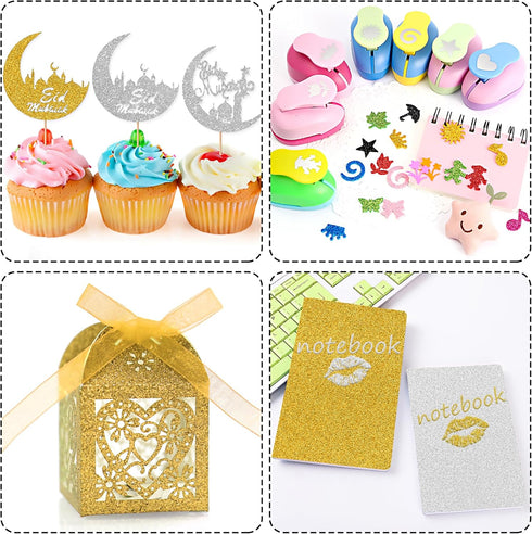 15 Sheets Gold Glitter Cardstock Paper 12''x 12'', 250GSM/92lb Premium Sparkly Paper for Scrapbook, Invitations, Graduation Cap DIY Projects, Part...