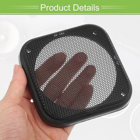 ACROPIX Universal 4" Car Speaker Grills Cover Mesh Square 4 Inch Audio Speaker Subwoofer Guard Protector Case with Mounting Screws ABS Black - Pac...