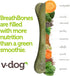 V-dog Dog Treats - Vegan Breathbone Teeth Cleaning Dental Dog Bones - Fresh Breath - 8 Ounces - All Natural - Made in USA - 6 Bones - 4" Long - Ea...