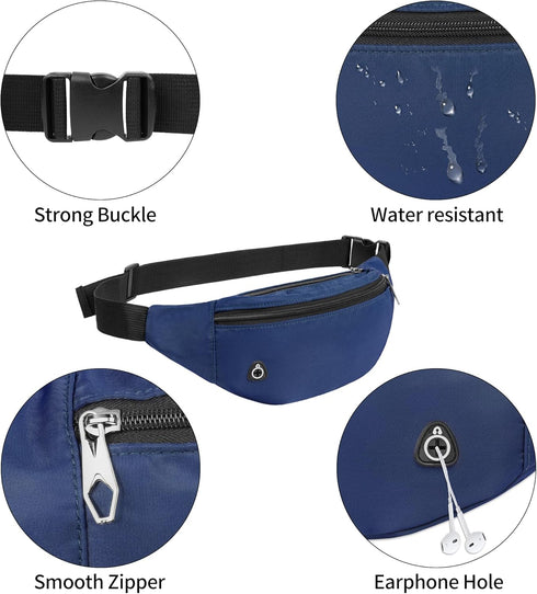 Fanny Pack With 4-Zipper Pockets-Crossbody Bags For Women And Man-Crossbody Bag With Adjustable Strap For Travel Running Hiking Walking Workout Bl...