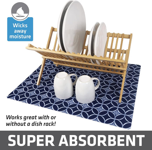 Drymate XL Dish Drying Mat, Oversized (19”x24”), Low-Profile, Super Absorbent, Quick Dry Fabric, Waterproof & Slip-Resistant, for Kitchen Counter,...