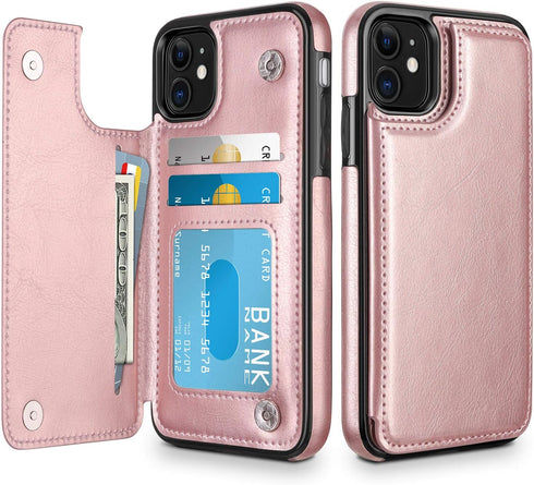 HianDier Wallet Case for iPhone 11 6.1-inch Slim Protective Case with Credit Card Slot Holder Flip Folio Soft PU Leather Magnetic Closure Cover fo...