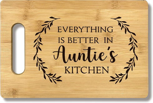 Auntie Gifts, Gifts For Auntie, Everything Is Better In Auntie's Kitchen Aunt Gift Bamboo Cutting Board Kitchen Decor, Auntie Gifts For Auntie Aun...