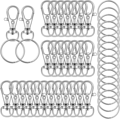 70PCS Swivel Snap Hooks with Key Rings, Metal Lobster Claw Clasp, Keychain Rings for Crafts 1.25inch/32mm...