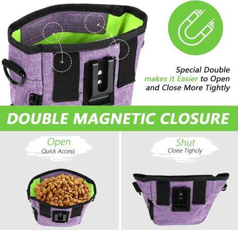 Dog Treat Pouches for Pet Training with Magnetic Closure Treat Pouches for Pet Training,Large Dog Treat Training Pouch and Dog Clicker,Training Tr...