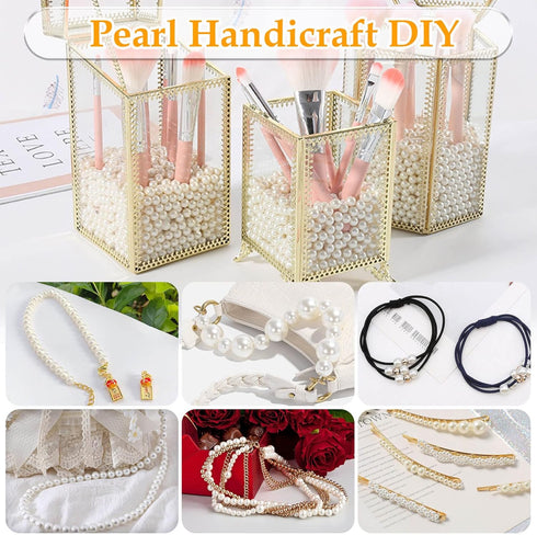 Anezus Ivory Faux Fake Pearls, 8 MM Sew on Pearl Beads with Holes for Jewelry Making, Bracelets, Necklaces, Hairs, Crafts, Decoration and Vase Fil...