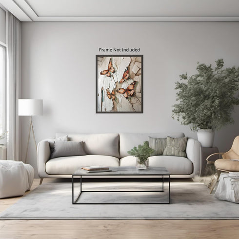 Posterizer-vibrant butterflies on old wall -3-Art for Animal Lovers-Abstract & Modern Art-decor for Girls, Teens Bedroom- unframed wall art...