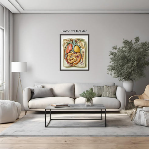 Posterizer 1 pcs-artistic anatomical illustration of the human abdominal organs 2-Teachers & Classrooms-Abstract & Modern Art-School and classroom...