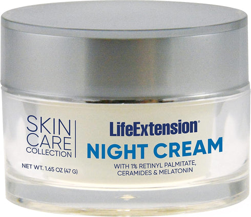 Life Extension Skin Care Collection Night Cream Enhanced Hydration with Melatonin, Rice Bran Ceramides, Retinyl - Deeply Moisturizing Rejuvenation...