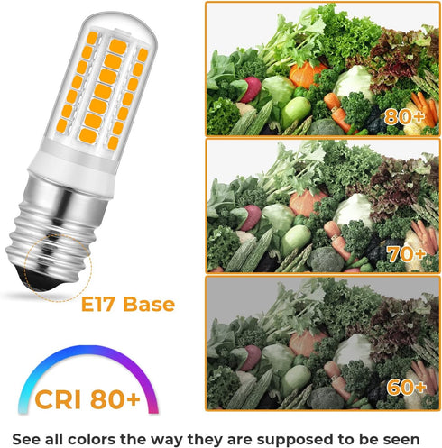 E17 led Microwave Bulb Warm White 3000K, No Dimmable 20W 30W 35W Halogen 120V Microwave Appliance Equivalent Replacement Refrigerator Bulbs 6 Pack...