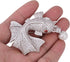 OBONNIE Women Cubic Zirconia Crystal 3D Goldfish Whale Pearl Brooch Pin Corsage Pendant Silver Tone...