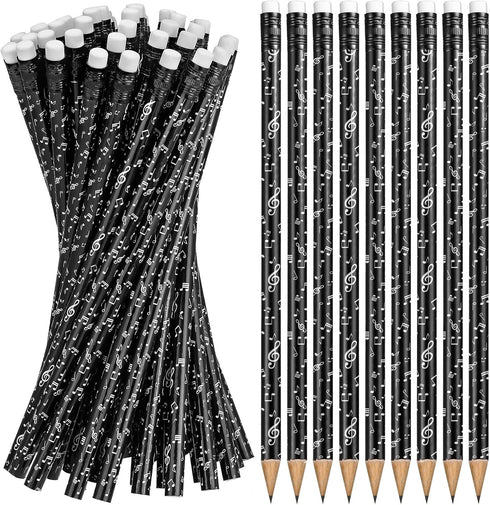 Chinco Music Pencils Music Note Pencil Music Pencils for Students Bulk Round Fun Pencils Woodcase with Eraser for Students Kids Party Favors Class...