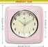 Infinity Instruments Square Silent Retro 9 inch Mid Century Modern Kitchen Diner Retro Wall Clock Quartz Sweep Movement (Pink)...
