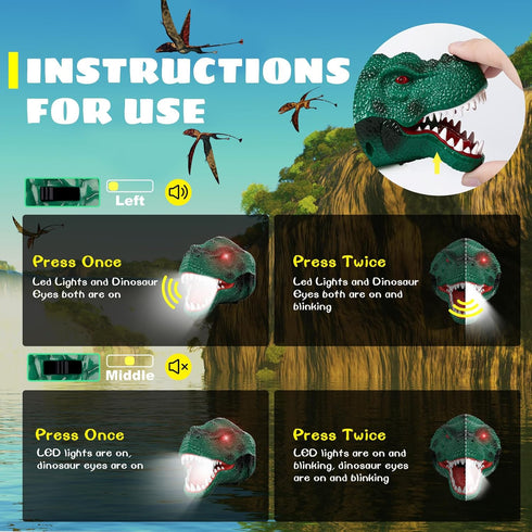Dysaim Kids Headlamp,Rechargeable T-Rex Dinosaur Headlamp for Kids and LED Head Lamp Camping Gear Flashlight,Hiking Accessories Headlight Toys,Fou...