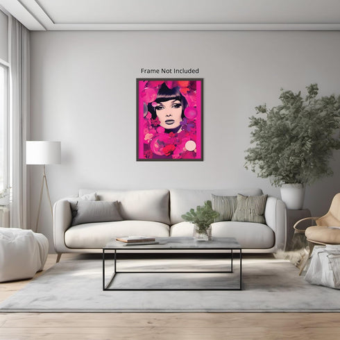 Posterizer 1 pcs-woman with pink and purple butterflies collage-Retro Art-Abstract & Modern Art-Gift for Art Lovers- UNFRAMED Wall Art...
