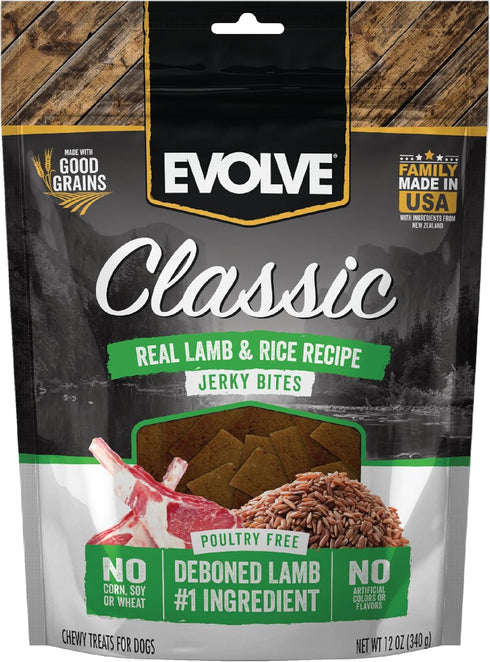 Evolve Classic Lamb & Brown Rice Jerky Bites Soft Dog Treats | 12 oz...