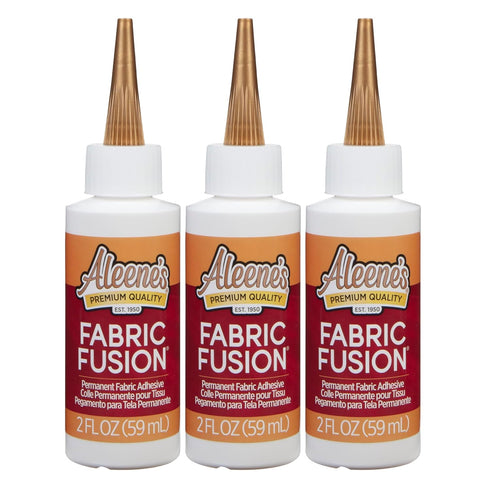 Aleene's Fusion Fabric Adhesive 2 fl oz 3-Pack, Washable Fabric Glue for Clothes, Denim, Leather, Patches, Polyester, Cotton, Fabrics, Dries Flexi...